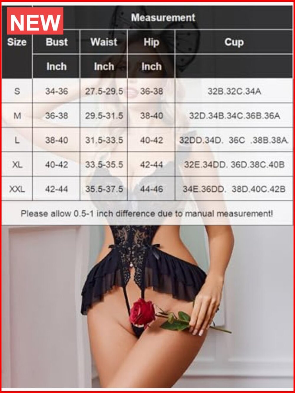 Deep V Lace Teddy Bodysuit One Piece Babydoll Lingerie Exotic - Picture 7 of 7